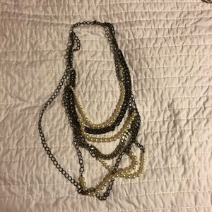 Layered Chain and Pearl Necklace